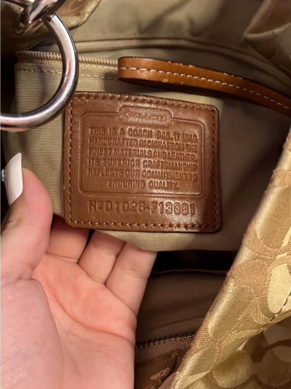 Coach Tan and Brown Signature Shoulder Hobo Bag - Picture 7 of 7